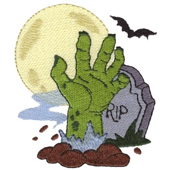 Zombie Hand In Graveyard Machine Embroidery Design
