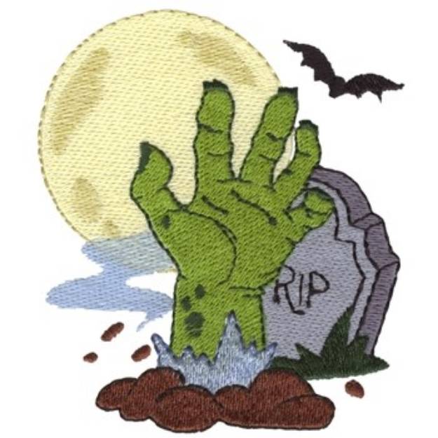 Picture of Zombie Hand In Graveyard Machine Embroidery Design
