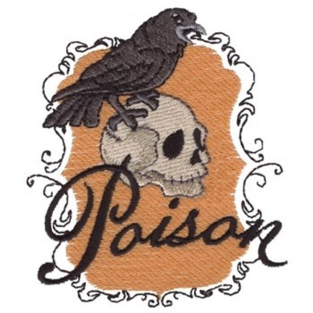 Picture of Poison - Crow & Skull Machine Embroidery Design