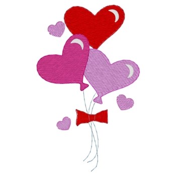 Heart Balloons Machine Embroidery Design