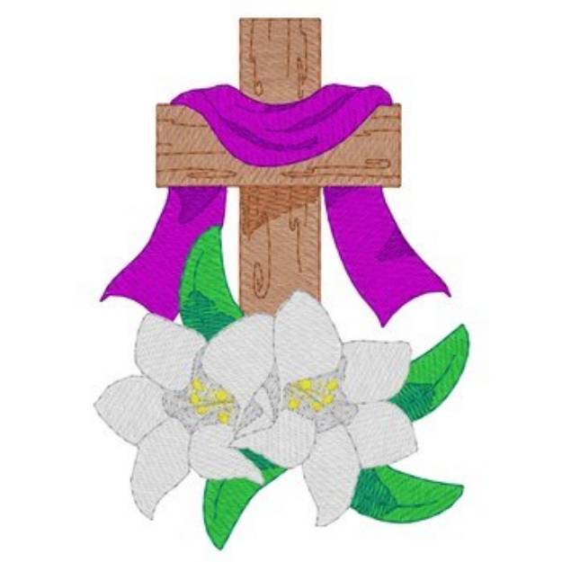 Picture of Cross With Lilies Machine Embroidery Design