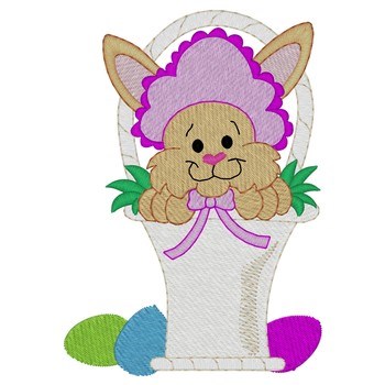 Bunny In A Basket Machine Embroidery Design