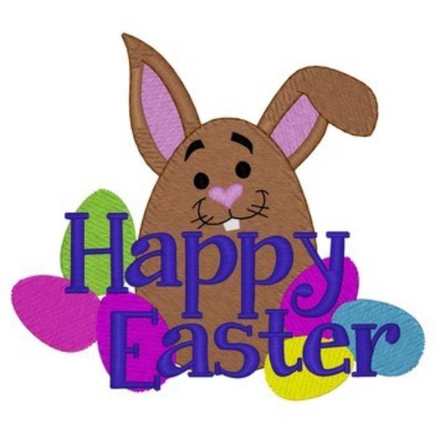 Picture of Happy Easter Egg Bunny Machine Embroidery Design
