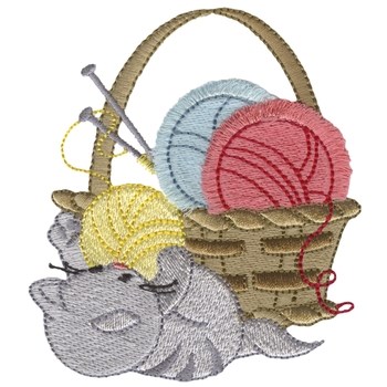Knittin Kitten Machine Embroidery Design