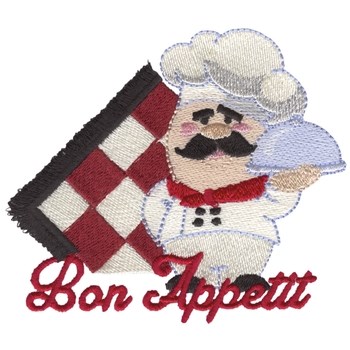 Bon Appetit Chef Machine Embroidery Design