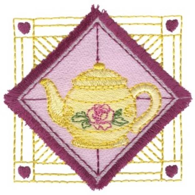 Picture of Teapot Fringe Square Machine Embroidery Design