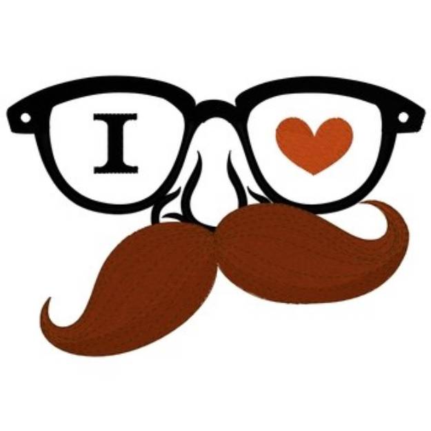 Picture of I Heart Moustache Machine Embroidery Design