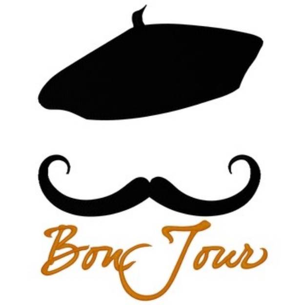 Picture of Bon Jour - Moustache Machine Embroidery Design