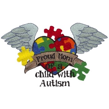 Proud Mom - Autism Puzzle Machine Embroidery Design