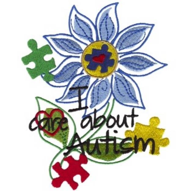 Picture of Autism Awareness Flower Machine Embroidery Design