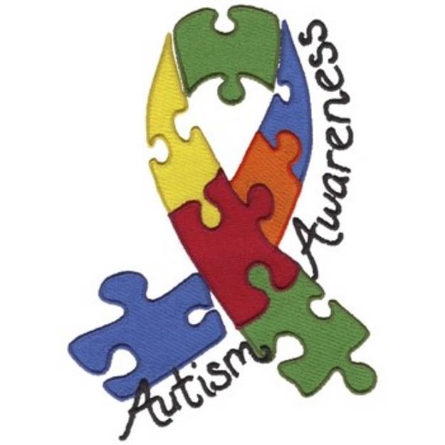 Picture of Autism Awareness Ribbon Machine Embroidery Design