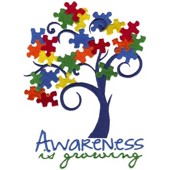 Autism Awareness Tree Machine Embroidery Design