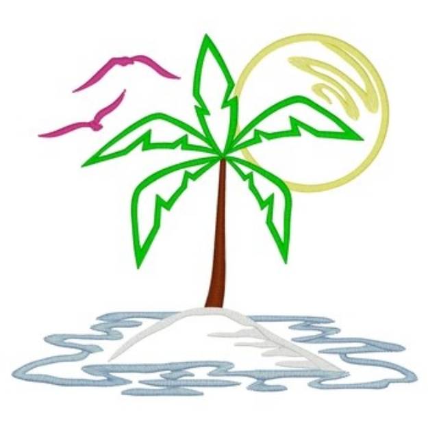 Picture of Island With Palm Tree Machine Embroidery Design
