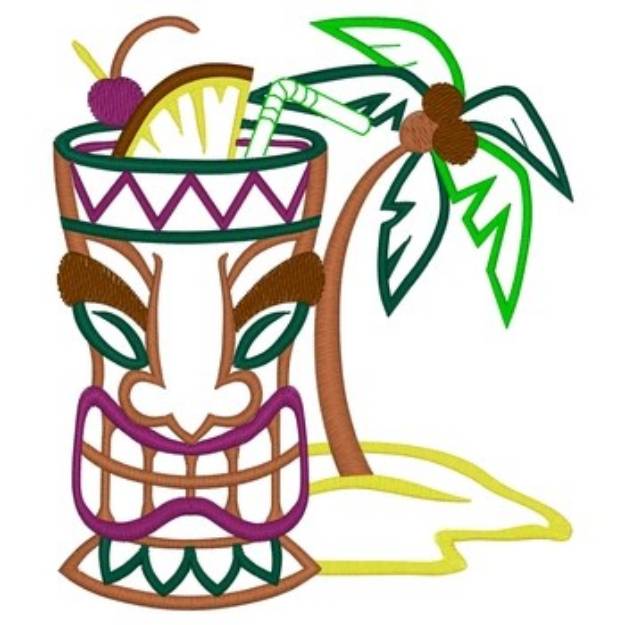 Picture of Tiki Drink - Palm Tree Machine Embroidery Design
