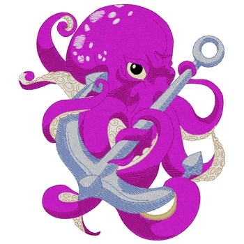 Octopus With Anchor Machine Embroidery Design