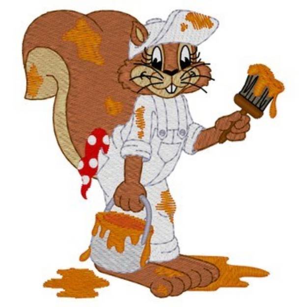 Picture of Painter Squirrel Machine Embroidery Design
