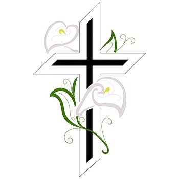 Lilies & Cross Machine Embroidery Design