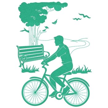 Bike Ride In Park Machine Embroidery Design