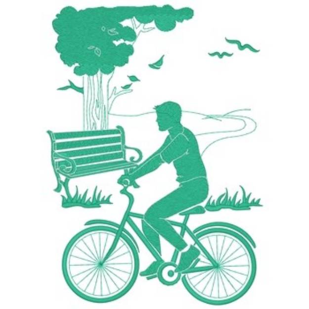 Picture of Bike Ride In Park Machine Embroidery Design
