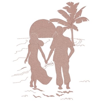 Couple On The Beach Machine Embroidery Design