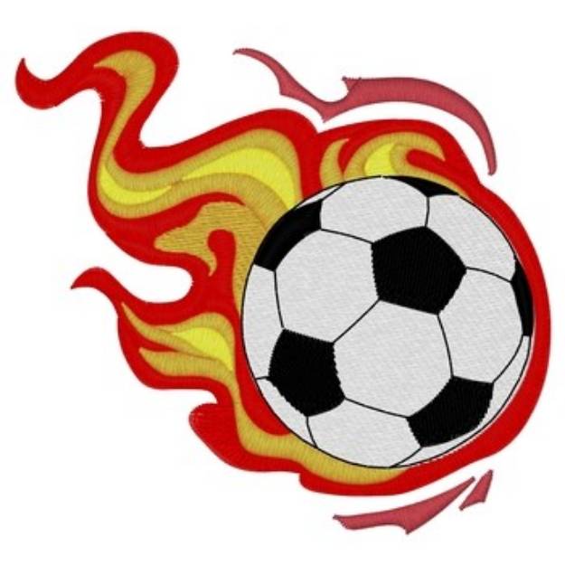 Picture of Flaming Soccer Ball Machine Embroidery Design