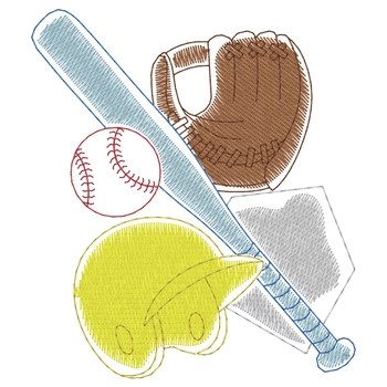 Baseball Gear Machine Embroidery Design