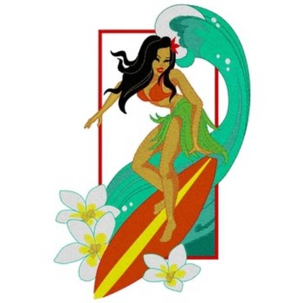 Picture of Hula Girl Surfer Machine Embroidery Design
