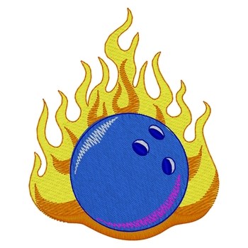 Flaming Bowling Ball Machine Embroidery Design