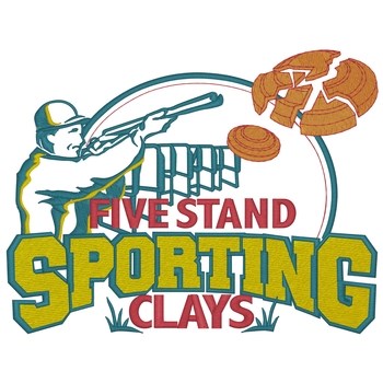Five Stand Shooting Clays Machine Embroidery Design