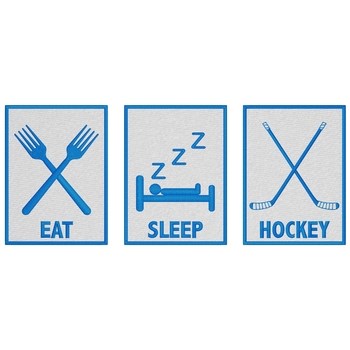 Eat, Sleep, Hockey Machine Embroidery Design