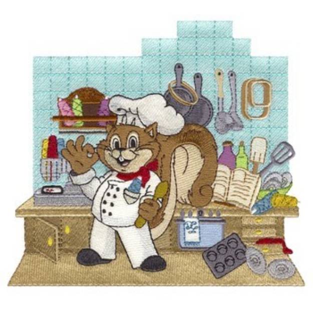 Picture of Chef Squirrel Machine Embroidery Design