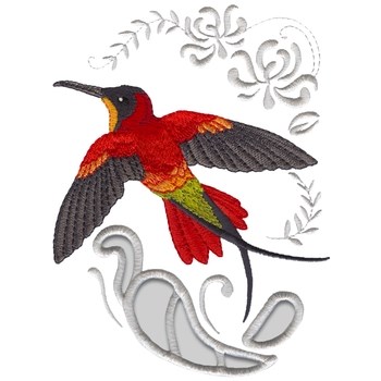 Crimson Topaz Hummingbird Machine Embroidery Design