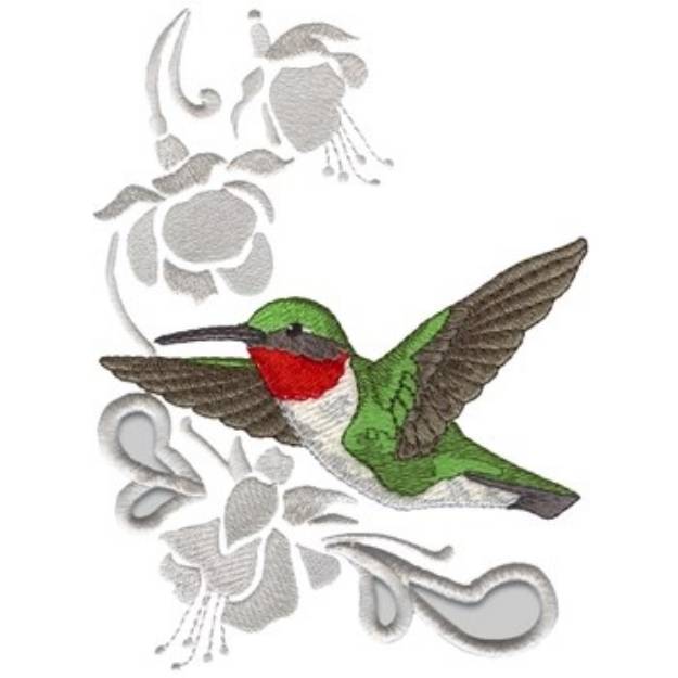 Picture of Ruby Throated Hummingbird Machine Embroidery Design