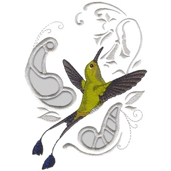 Boot Racket-tail Hummingbird Machine Embroidery Design