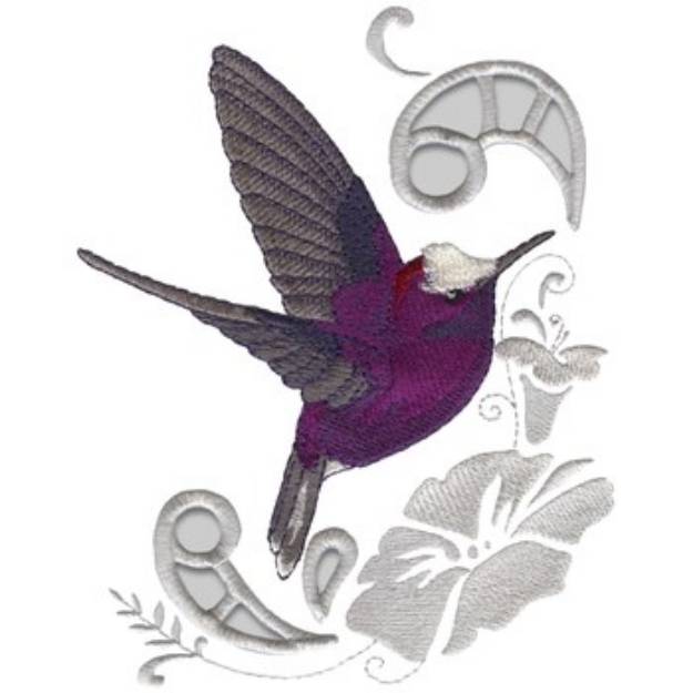 Picture of Snow Cap Hummingbird Machine Embroidery Design