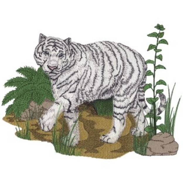 Picture of White Tiger Scene Machine Embroidery Design