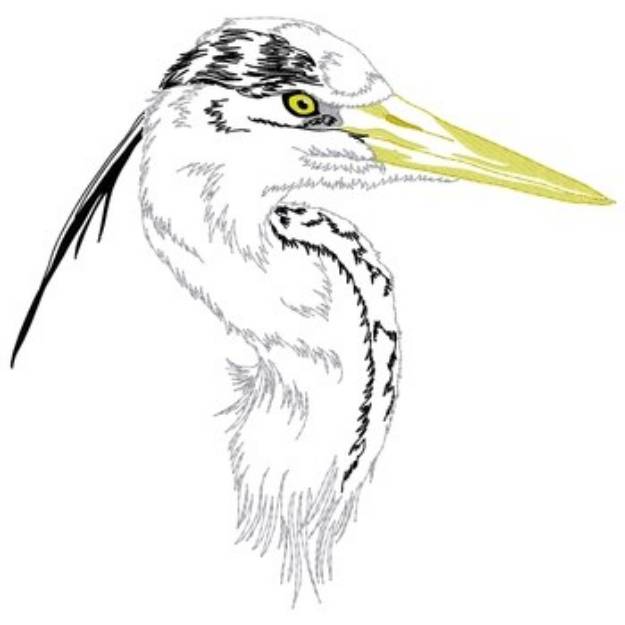 Picture of Grey Heron Head Machine Embroidery Design