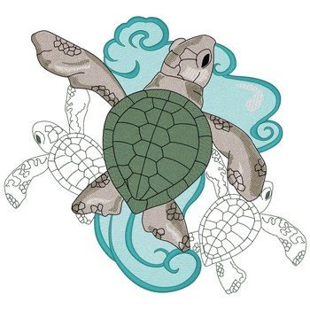 Baby Sea Turtles Machine Embroidery Design