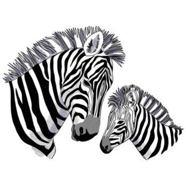 Picture of Momma and Baby Zebra Machine Embroidery Design
