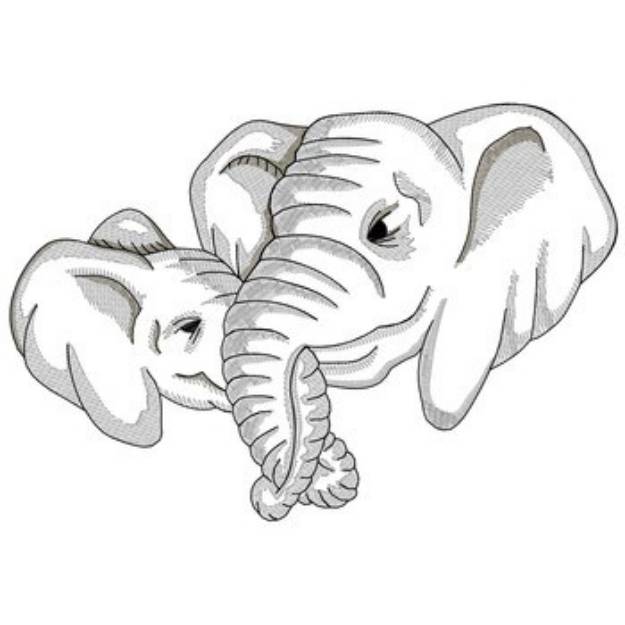 Picture of Mom & Baby Elephant Machine Embroidery Design