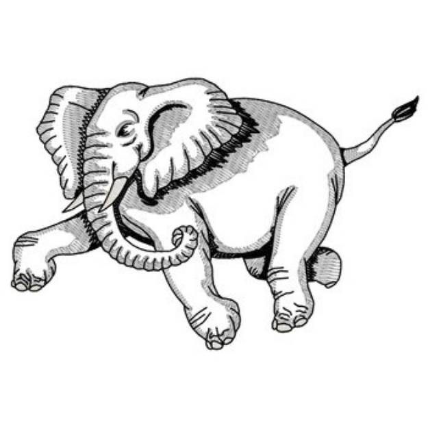 Picture of Charging Elephant Machine Embroidery Design