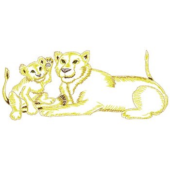 Lioness & Cub Machine Embroidery Design