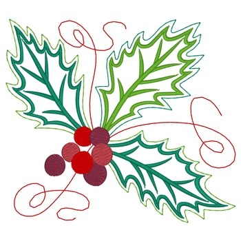 Holly Bough Machine Embroidery Design