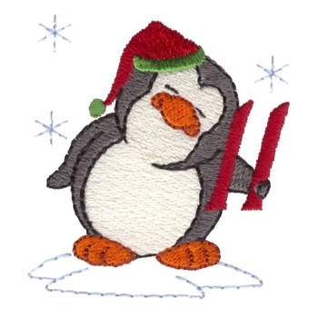 Skiing Penguin 11 Machine Embroidery Design