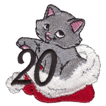 Kitten In Santa Hat Machine Embroidery Design