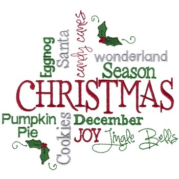 Christmas Words Machine Embroidery Design