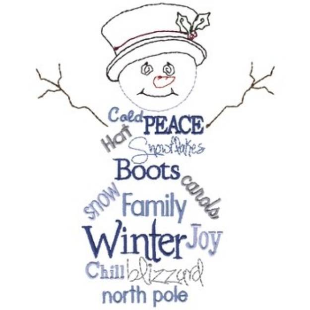 Picture of Snowman Greetings Machine Embroidery Design