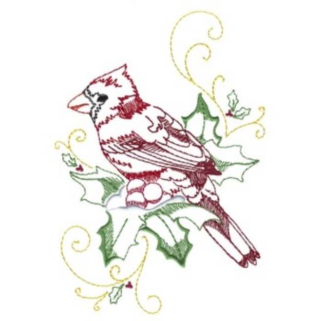 Picture of Holly Cardinal Machine Embroidery Design