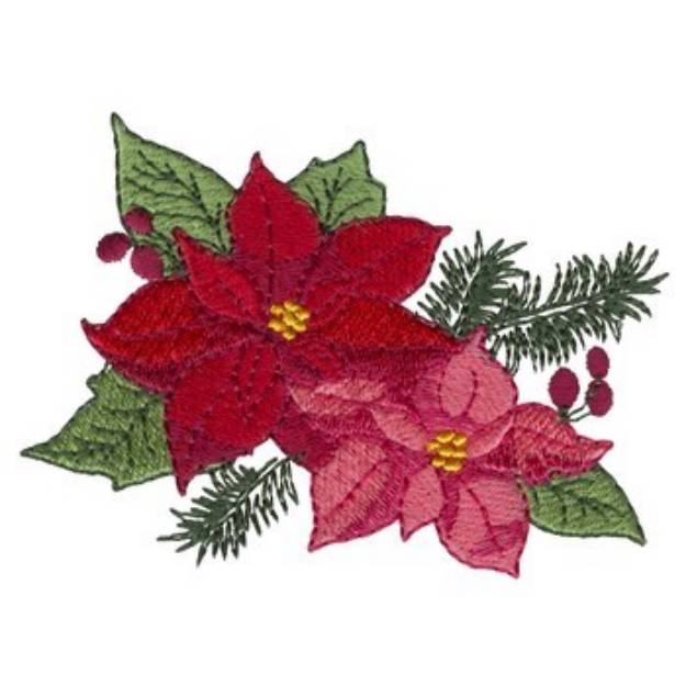 Picture of Blooming Poinsettias Machine Embroidery Design