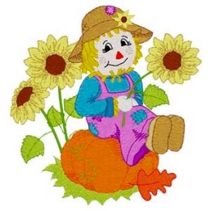 Picture of Scarecrow & Sunflowers Machine Embroidery Design